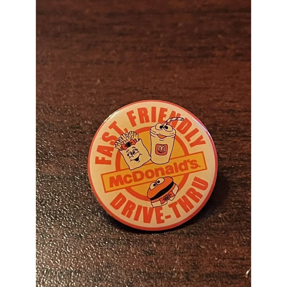 McDonald’s Fast Friendly Drive-Thru Milkshake Fries Employee Lapel Hat‎ Pin
